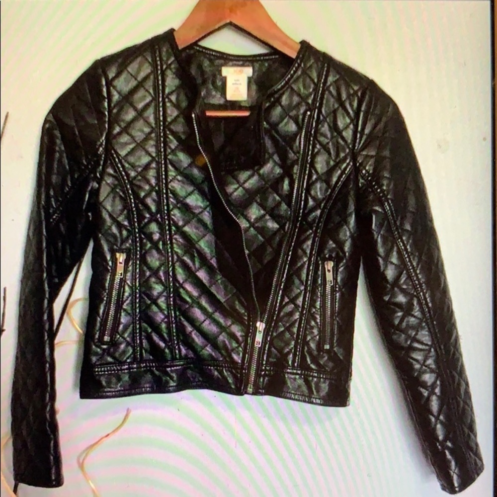 Joe Fresh kids black faux leather jacket
